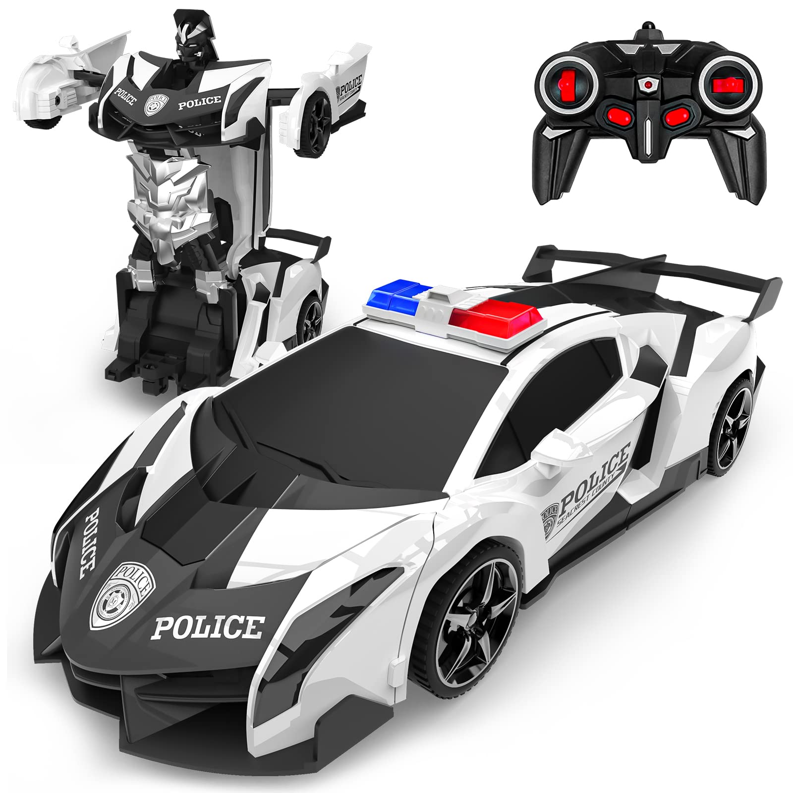 BLUEJAY Transform Rc Cars for Boys 4-7 8-12, 2.4Ghz 1:18 Scale Remote Control Car Transforming Robot, One-Button Deformation 360