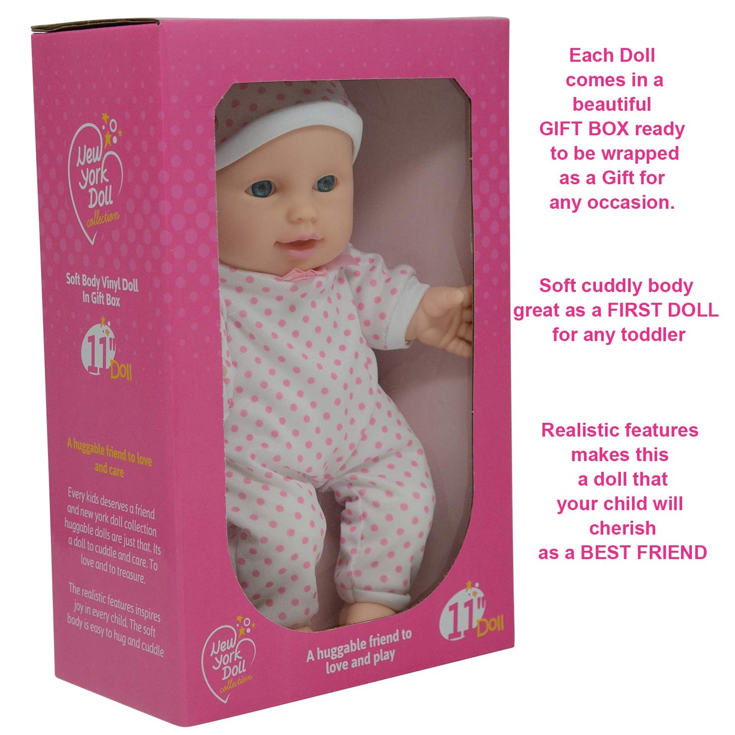 11 Inch Soft Body Doll In Gift Box - Award Winner & Toy 11'' Baby Doll (Caucasian)
