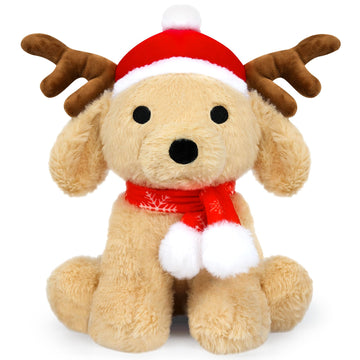 Hagusahuo Dog Plush Elk Stuffed Animal Toy, Soft Christmas Plushie Pillow, Cute Puppy Plush Doll Toy For Kids Boys Girls Kawaii Christmas Decor (Elk-Teddy)