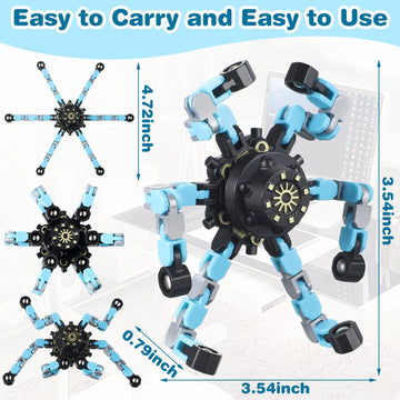 Zhanmai 12 Pack Funny Sensory Fidget Toys, Transformable Fidget Spinners Deformable Chain DIY Robot Spinner Sensory Toy, Stress