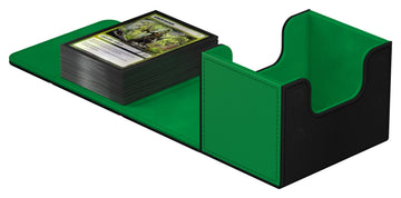 Ultimate Guard Sidewinder Synergy 100+, Deck Box For 100 Double-Sleeved Tcg Cards, Black/Green, Magnetic Closure & Microfiber In