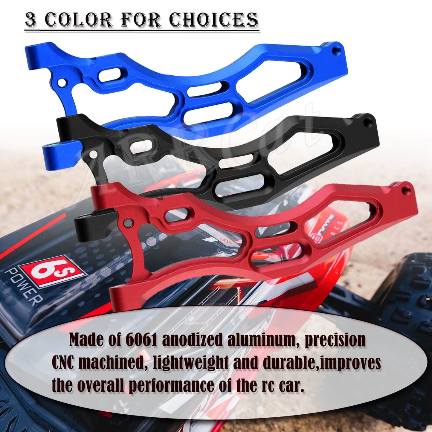 Aluminum Front Lower Suspension A Arms for Arrma 1/8 Kraton 6S BLX, Outcast 6S BLX,Notorious 6S BLX,Talion 6S BLX,ARRCat RC Upgr