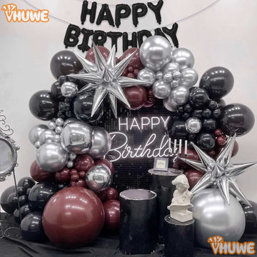 16 Inch Happy Birthday Balloon, Black Happy Birthday Balloons Banner Aluminum Foil Letters Balloons For Birthday Party Decoratio