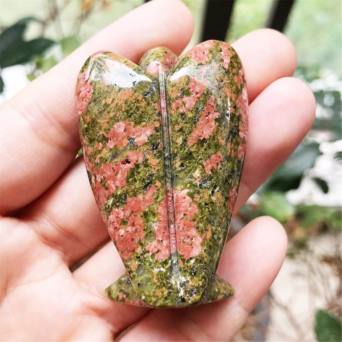 Fekuar Natural Unakite Guardian Angel Statue, Hand-Carved Healing Crystal Pocket Figurines Decoration 2 Inches