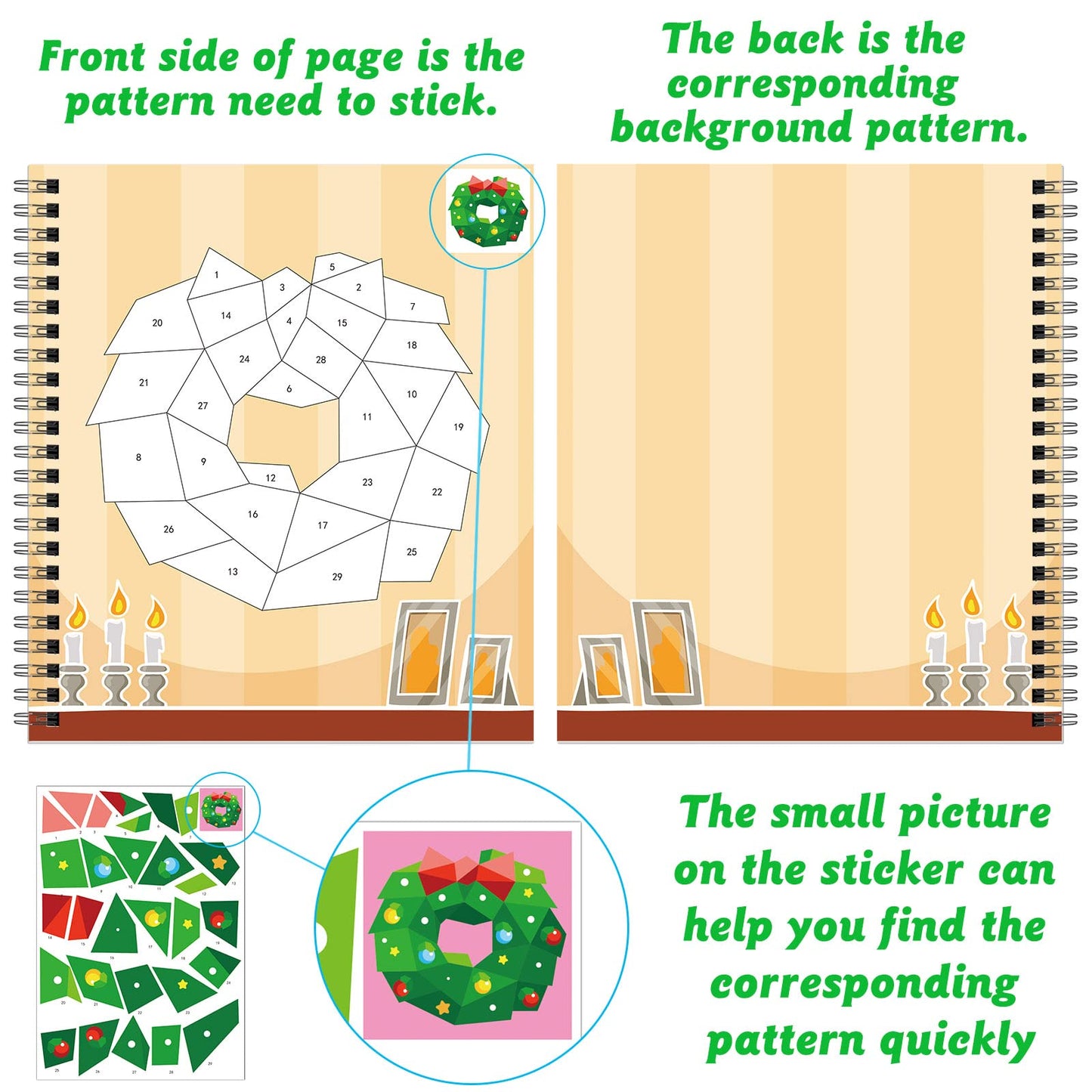 2Pcs Christmas Crafts For Kids Ages 4-8 Sticker Paint Books Includes Elf Santa Penguins Snowman And More Designs Gift Party Create 20 Pictures Sticker Sheets Are Separate