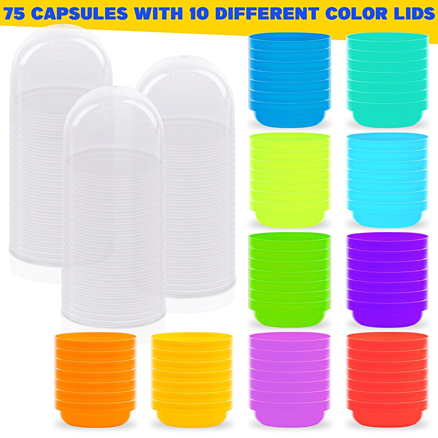 Vending Machine Capsules - Set of 75 - 2 Inch Gumball Machine Capsules for Mini Toys, Gifts, Jewelry, and Trinkets, Colorful Bir