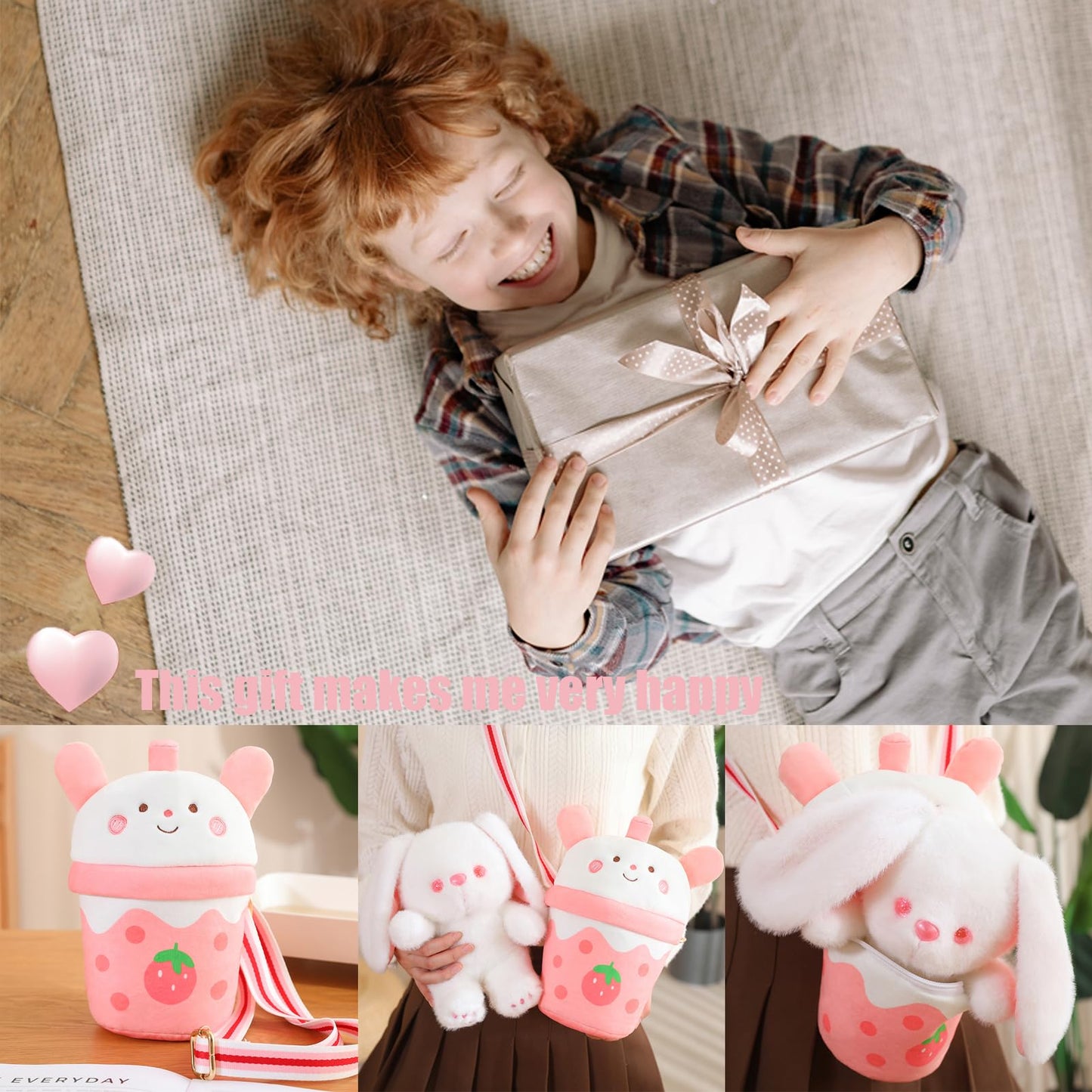 Xerun Cute Rabbit Stuffed Animals?Premium Plush Puppy Stuffed Animal With Backpack 10 Inch Stuffed Rabbit And Bag Gift For Kids(