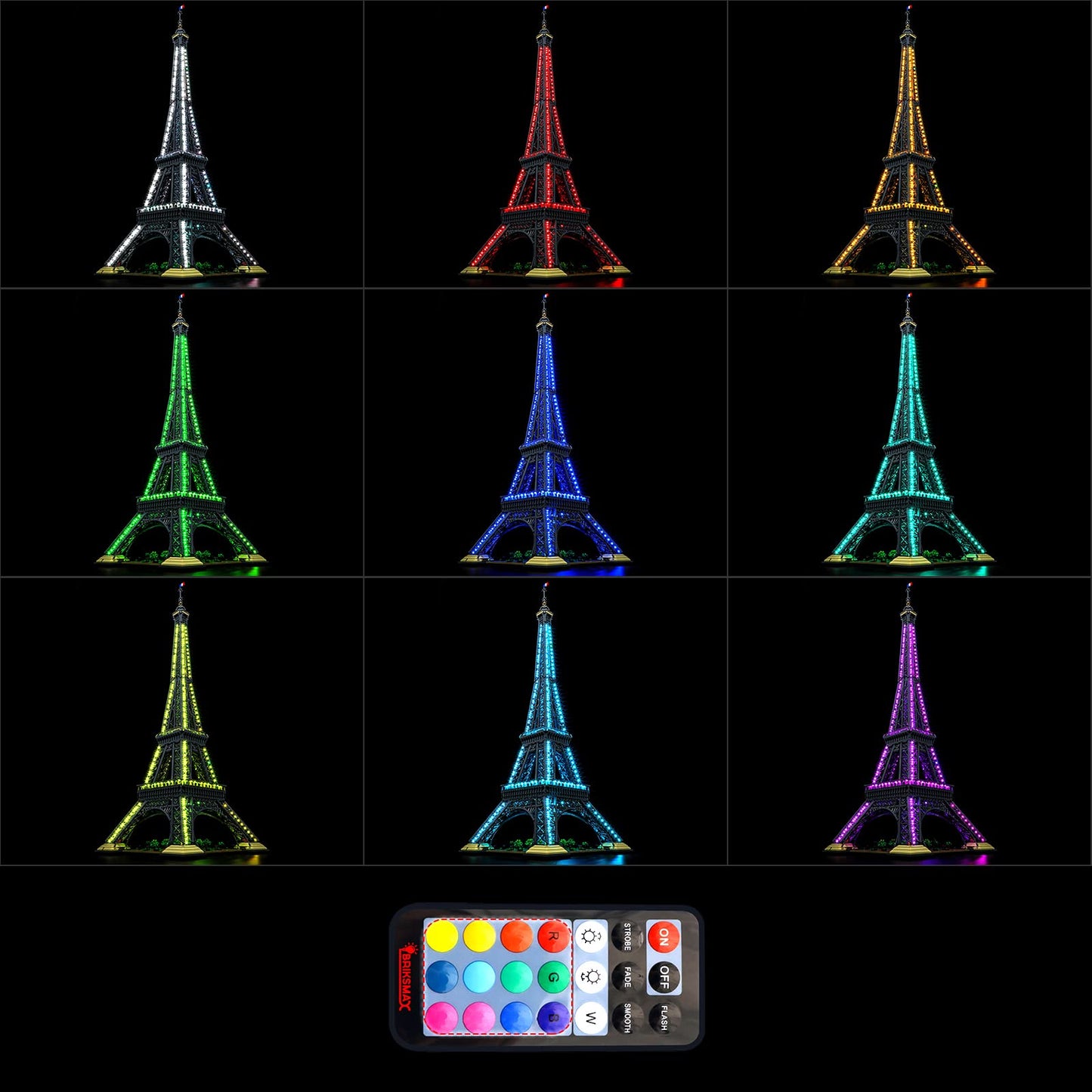 Briksmax Led Lighting Kit For Lego-10307 Eiffel Tower (Remote-Control Version)- Compatible With Lego Architecture Building Block