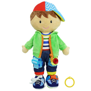 June Garden 15.5'' Dressy Friends Terry - Educational Stuffed Plush Doll For Kids And Toddlers 2 Years And Up - Montessori Buckl