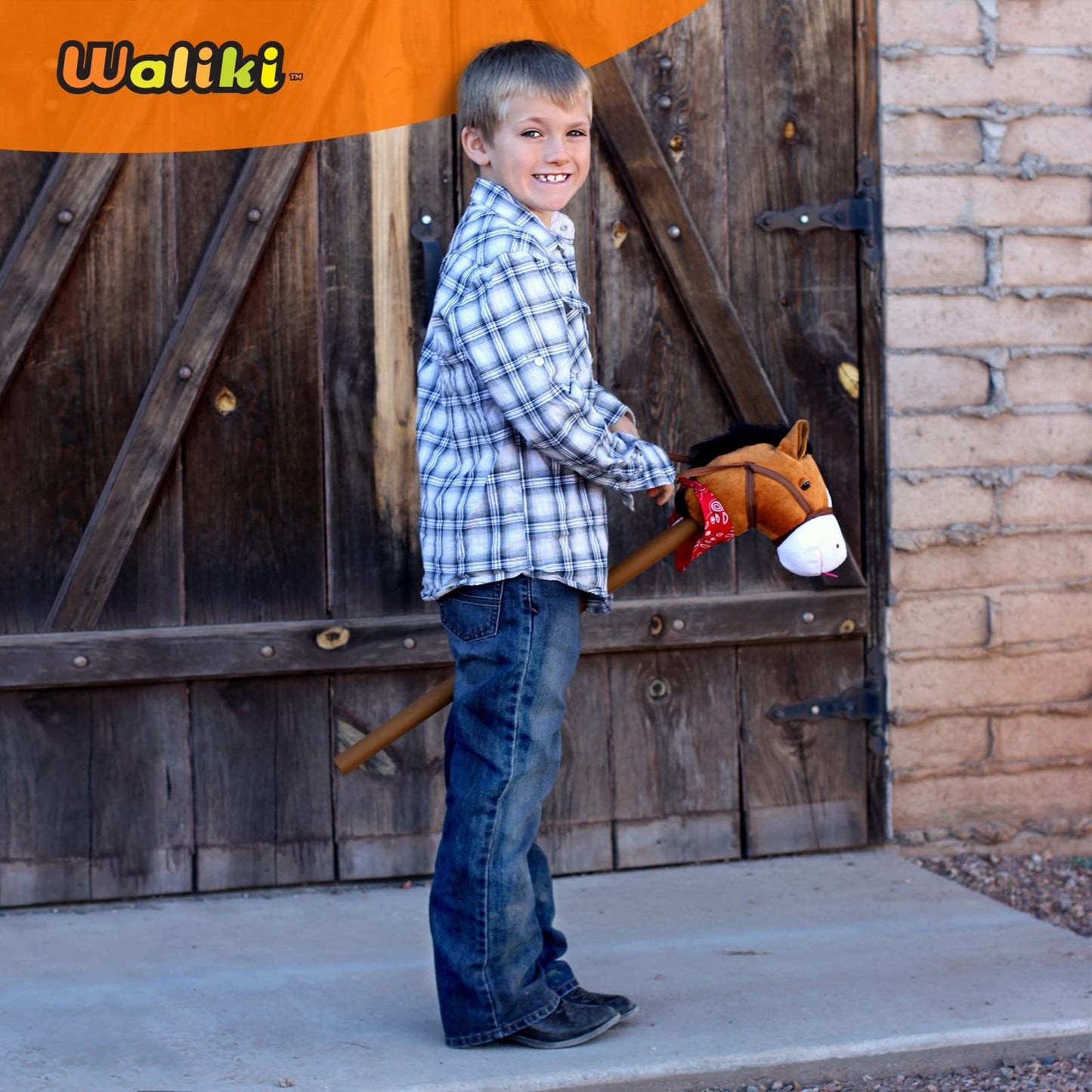 Waliki Toys Stick Horse (Plush, For Kids And Toddlers) Gift For 2 + Year Old Boy Birthday (Brown)