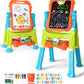 Lehoo Castle Easel For Kids, 4 In 1 Double Sided Kids Art Easel With Magnetic White Board & Chalk Board, Adjustable Standing Toddler Easel With Drawing & Writing Accessories - Gift For Boys And Girls