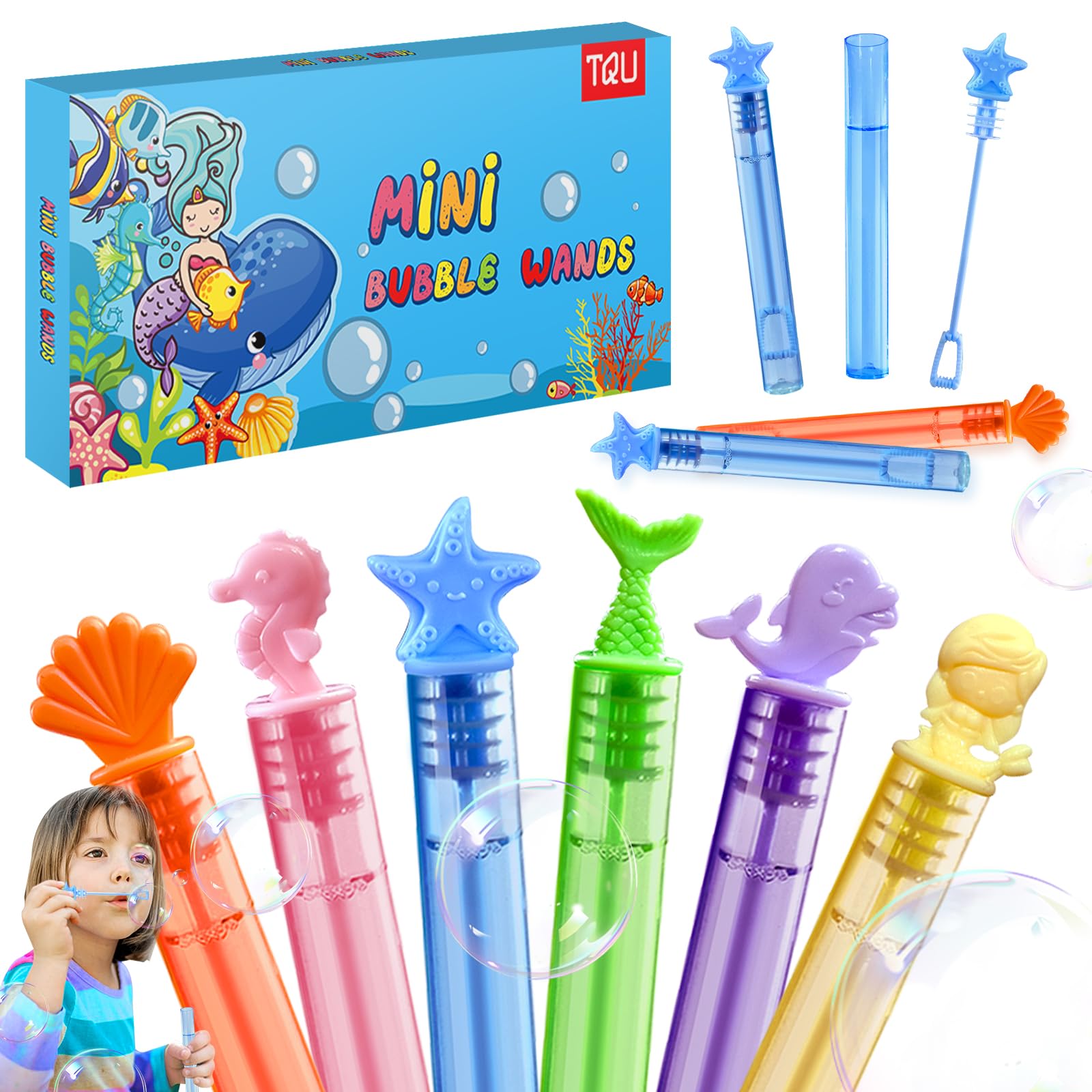 Tqu 18 Pack Bubble Wand Toys, Bubble Maker For Kids Party Favor, Summer Toy Birthday Favors For Boys Girls, Classroom Prizes Tre