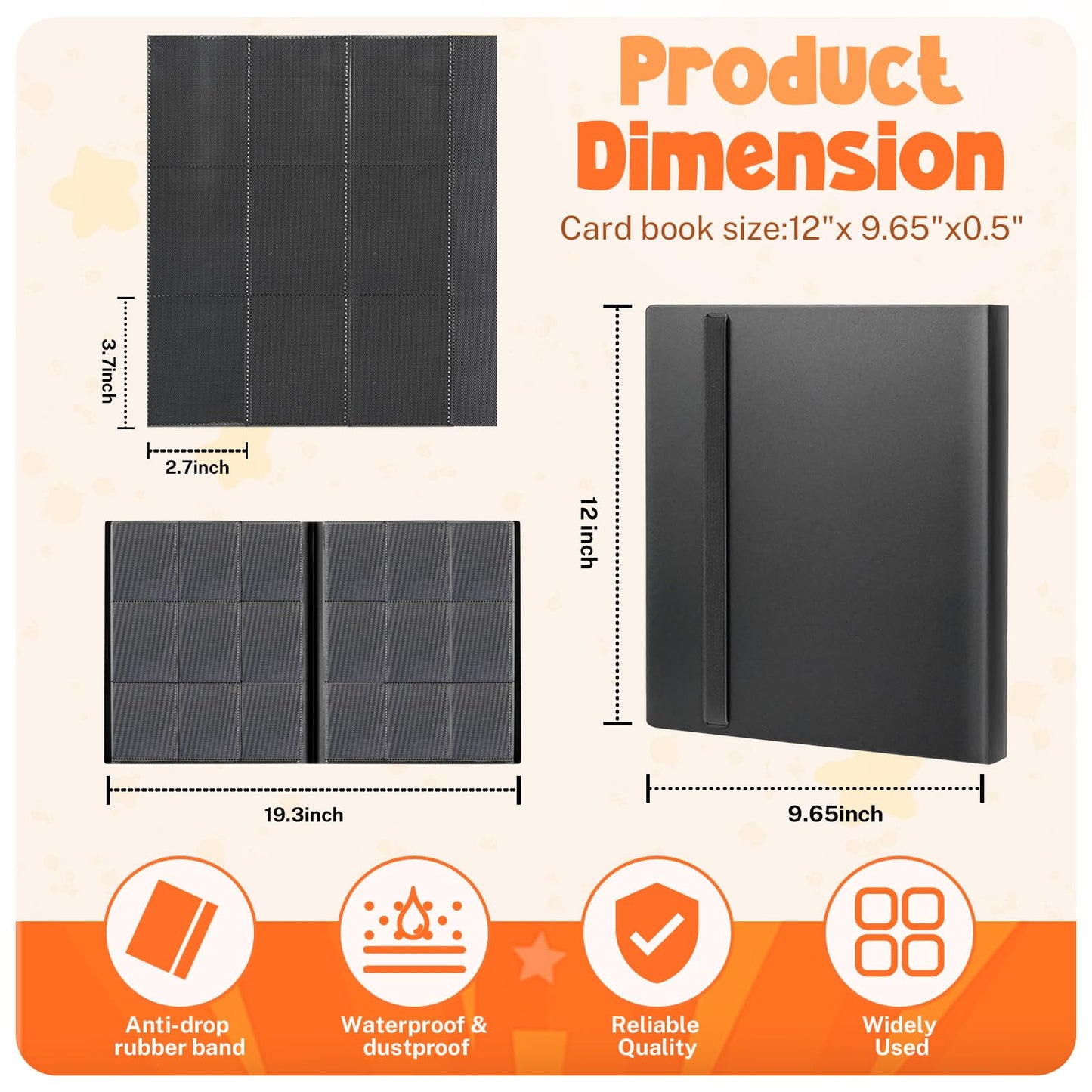 Card Binder  9 Pocket Trading Card Album Folder 20 Pages  360 Card Capacity Sports Card Binder  enhanced Card Binders Compatible with MTG  TCG  Baseball Cards (Black)