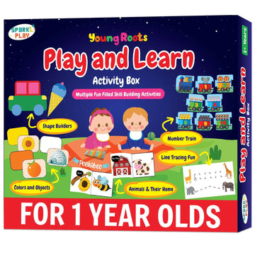 Sparklplay Educational Activity Box For 1 Year Old Boys & Girls | Birthday Gift For 1 Year Old | 5 Fun Filled Skill Building Act
