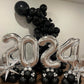 Silver 4 Balloon, Number Balloons 40 Inch, 4Th Silver And Black Party Decorations, Four Large Numbers For Party Decor, Number 4