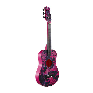 Cb Sky 30    Floral Print Acoustic Metal Strings Guitar/Girls Gift/Kids Musical Toys/Musical Instrument (Purplish Red)