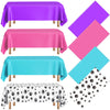 Dunzoom 4 Pack Puppy Dog Pet Paw Print Plastic Tablecloth 54 x 108 Inches Purple Teal Pink Table Cover Paw Print Disposable Rect