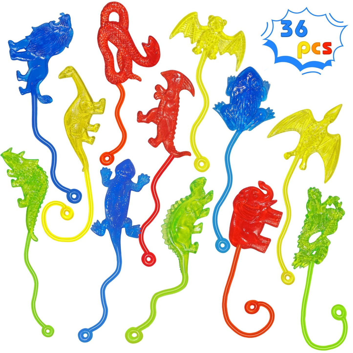 36Pcs Sticky Hands Bulk Animal Dinosaur Party Favors For Kids Stretchy Sticky Hand Fidget Toys Goodie Bag Stuffers Treasure Box Toys For Classroom Prizes Birthday Party Supplies Easter Basket Stuffers