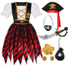 Bordazor Pirate Costume For Girls Pirate Cosplay Dress Up Set For Halloween (7-9 Years)