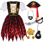 Bordazor Pirate Costume for Girls Pirate Cosplay Dress Up Set for Halloween (5-7 Years)