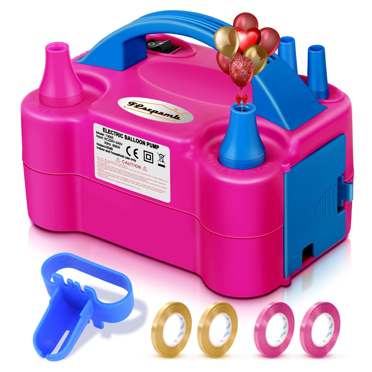Flsepamb Balloon Pump, Electric Balloon Pump,Portable Dual Nozzles Electric Balloon Air Pump 110V 600W, Electric Balloon Inflato