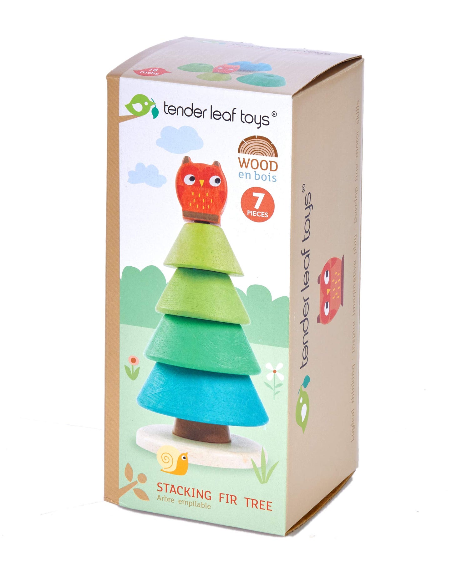 Tender Leaf Toys - Stacking Fir Tree - Wooden Tree Top Sorter And Stacker - Educational Toy For 18M+