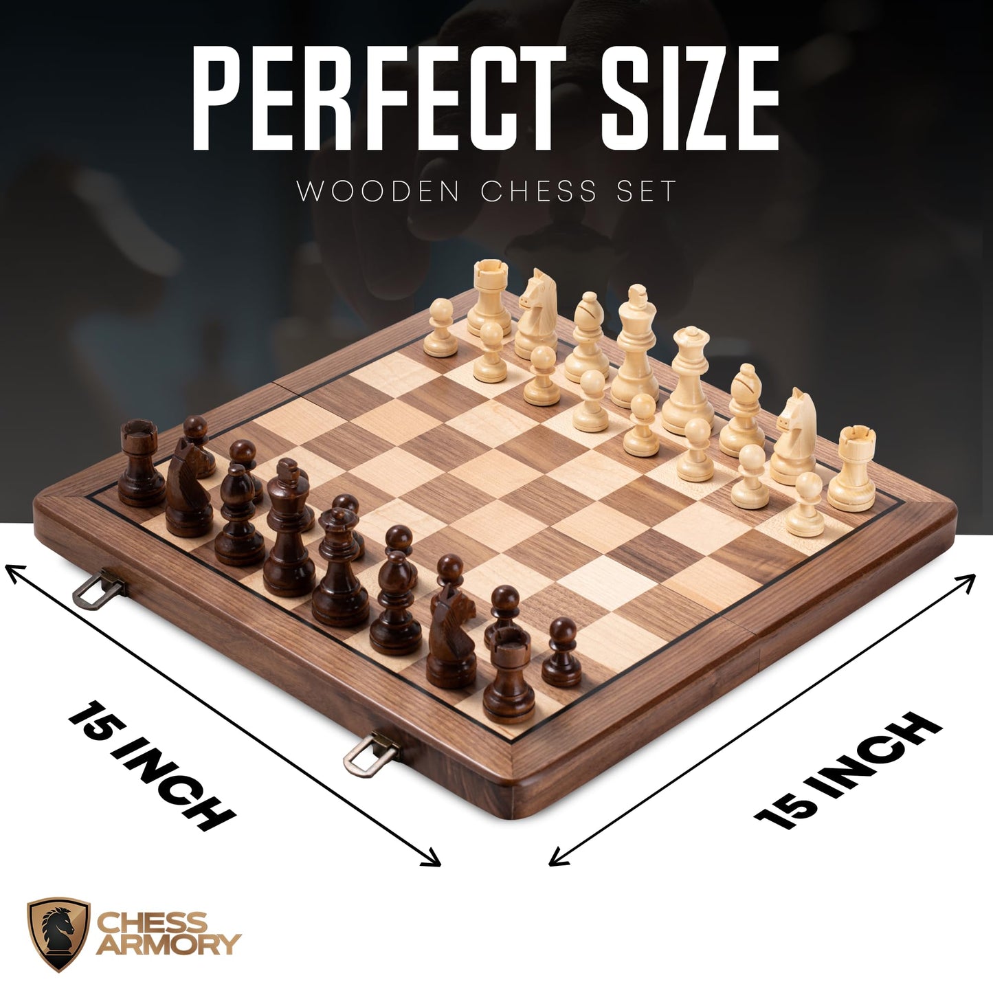 Chess protective coveringy enhanced Chess Set - Wooden Board Game with a Portable Wood Case and SeStorage for Pieces  Set for Kids and mature-themeds (Walnut Wood)