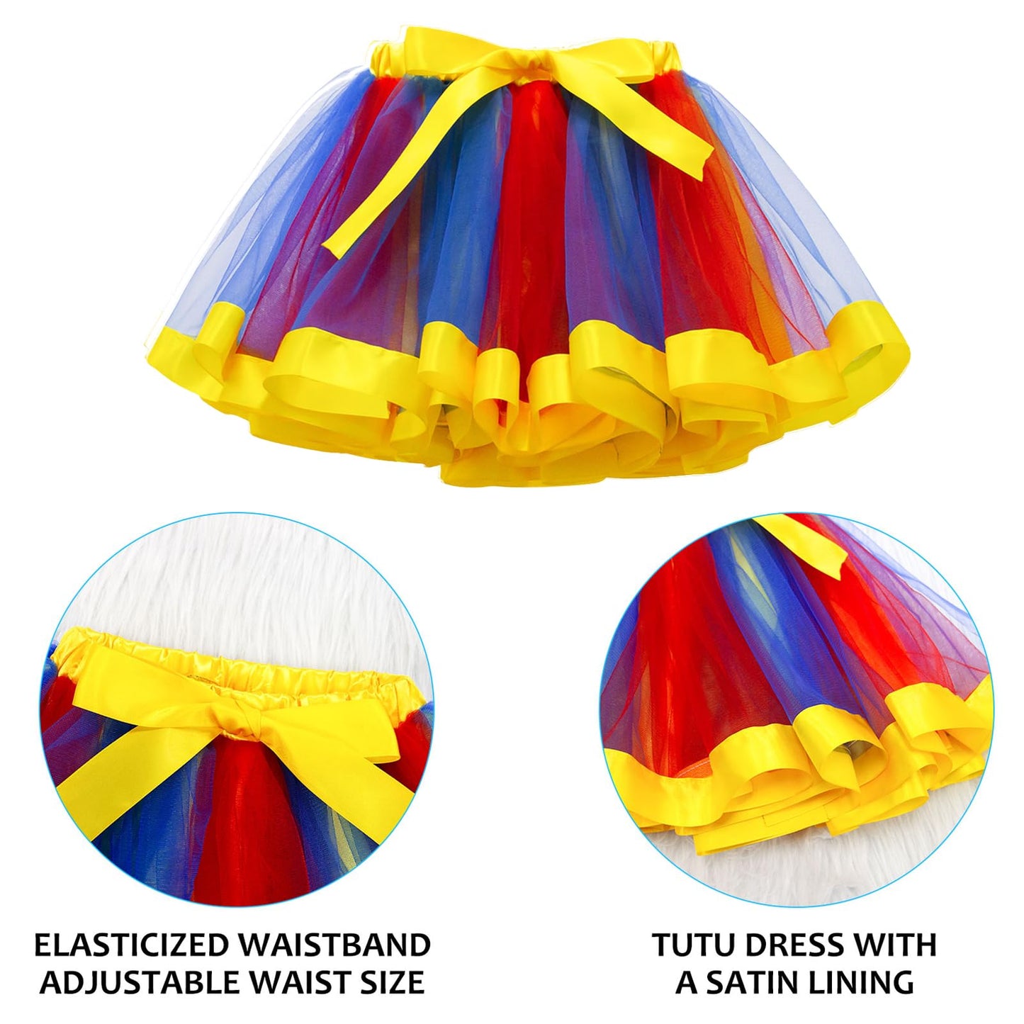Miltrs Girls Clown Costume Dress Circus Cosplay Set Rainbow Tutu Skirt Clown Wig Hallowen Birthday Party for Girls