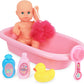 Click N' Play Baby Doll Bathtub Pretend Play Set With Accessories | Baby Bath Tub Play Set For Girls And Toddlers With 6 Pcs Acc