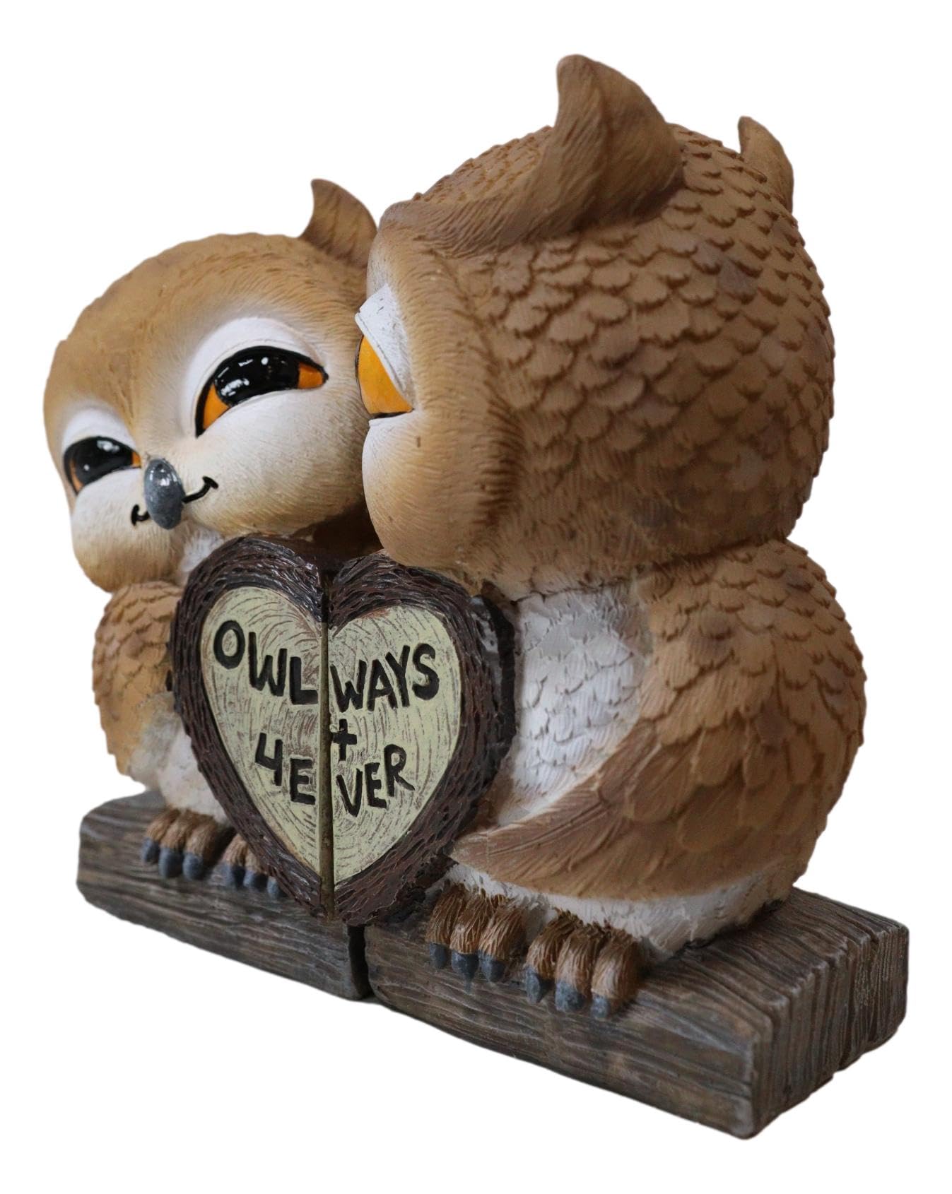 Ebros Romantic Kissing Love Owl Couple Decor Statue 2 Piece Set Decorative Figurine Valentines Birds Pair Of Owls Holding Heart Shaped Sign Saying Owlways 4Ever