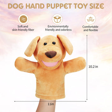 Zomiboo Hand Puppets Soft Animal Hand Plush Toy With Movable Mouth Imaginative Pretend Play Stocking Storytelling Interactive Toy (Dog)