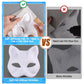 Draupnir 6Pcs Therian Mask Kit Cat Fox Mask with Felt Fabric Sheet, Fur and Eye Mesh, DIY Blank White Paper Cat Face Mask to Pai