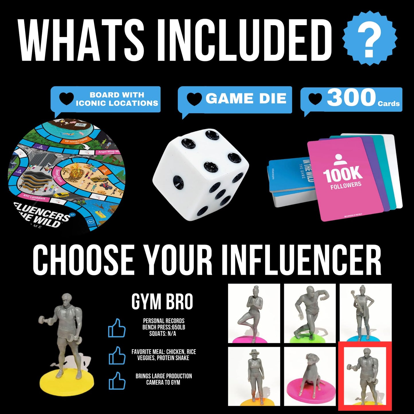 Influencers in the Wild Board Game - 2-6 Players - Built by Tank Sinatra & Tank's Good News - Social Media Board Games for mature-themeds  Social Media Merchandise Card Games for mature-themeds