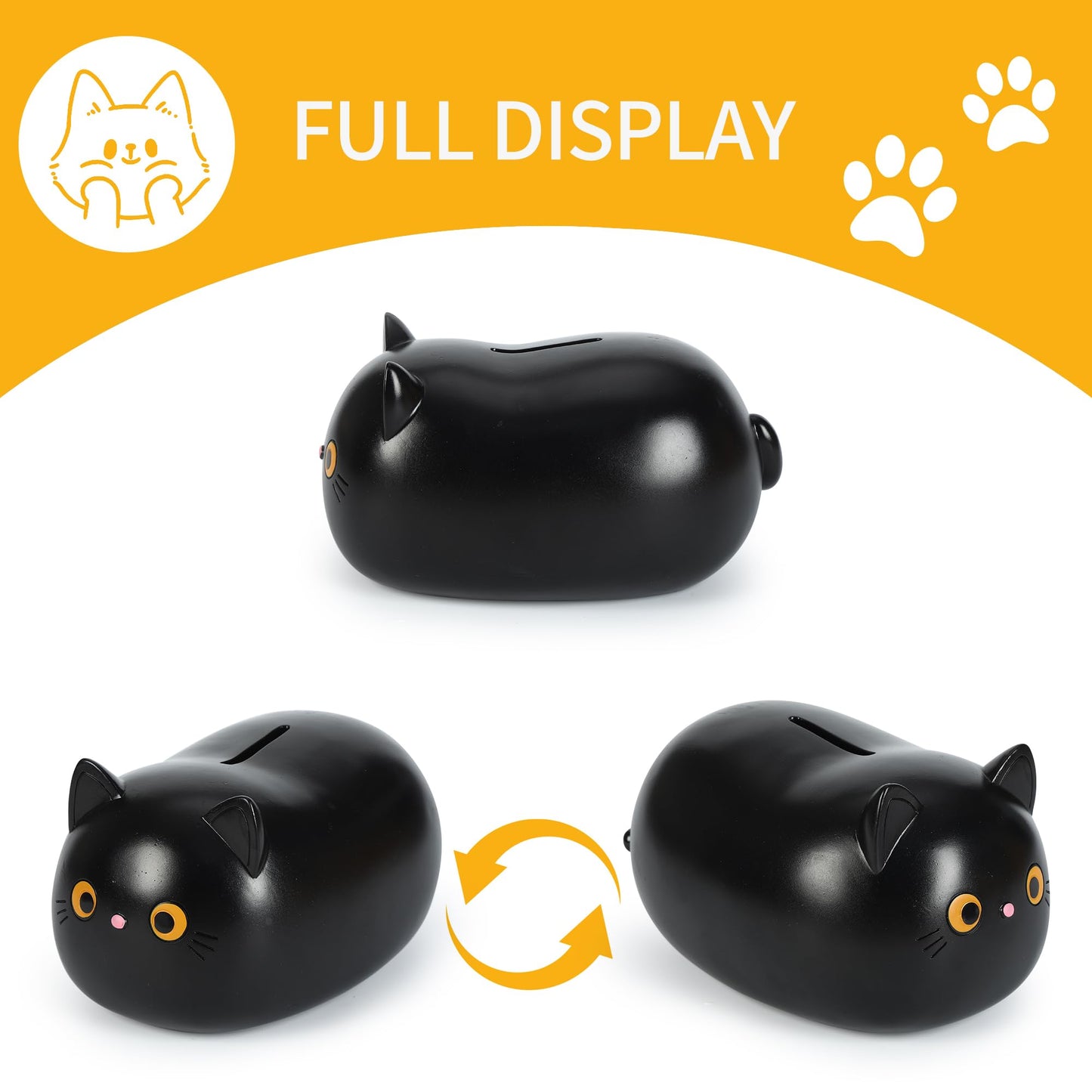 H&W Black Cat Piggy Bank For Girls,Plastic Coin Bank,Unbreakable Money Bank,Cute Piggy Bank For Kids,First Money Box,Best Birthday