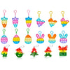 Woplagyreat 12 Pcs Kids Easter Fidget Keychain Toys, Mini Push Bubble Sensory Stress Toy, Toddler Girls Boys Party Favors, Goodie Bag Easter Gifts For Classroom Prize
