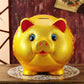 6'' Gold Pig Lucky Porcelain Fortune Pig Joosup Money Box Piggy Bank