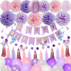 Amandir Purple Birthday Decorations For Women Girl Butterfly Birthday Party Decorations Supplies Pink And Purple Balloons Happy