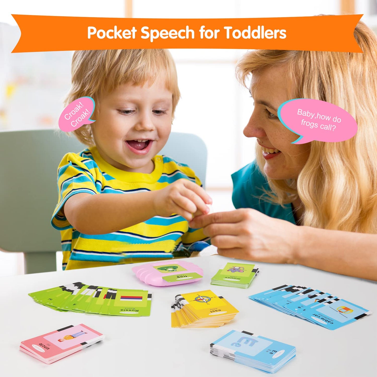 Ednzion Bilingual English & Spanish Flash Cards For Toddlers, Audible Toys Learning Spanish For Kids Adults, Speech Therapy Toys, Educational Learning Talking Flash Cards 385 Sight Words-Pink