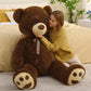 Tezituor Big Teddy Bear 5Ft, Fluffy Life Size Giant Stuffed Bear Baby Shower, Cute Embroidered Paws Teddy Bear Plush Gift For Kids, Girlfriend, Boyfriend, Valentines Day, Dark Brown