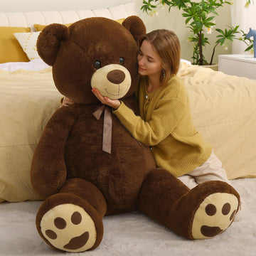Tezituor Big Teddy Bear 5Ft, Fluffy Life Size Giant Stuffed Bear Baby Shower, Cute Embroidered Paws Teddy Bear Plush Gift For Kids, Girlfriend, Boyfriend, Valentines Day, Dark Brown