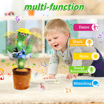 Oiuros Dancing Cactus Talking Baby Toys With Lights, Dancing Cactus Mimicking Toy Repeats What You Say Cactus Toy For Children'S Early Education