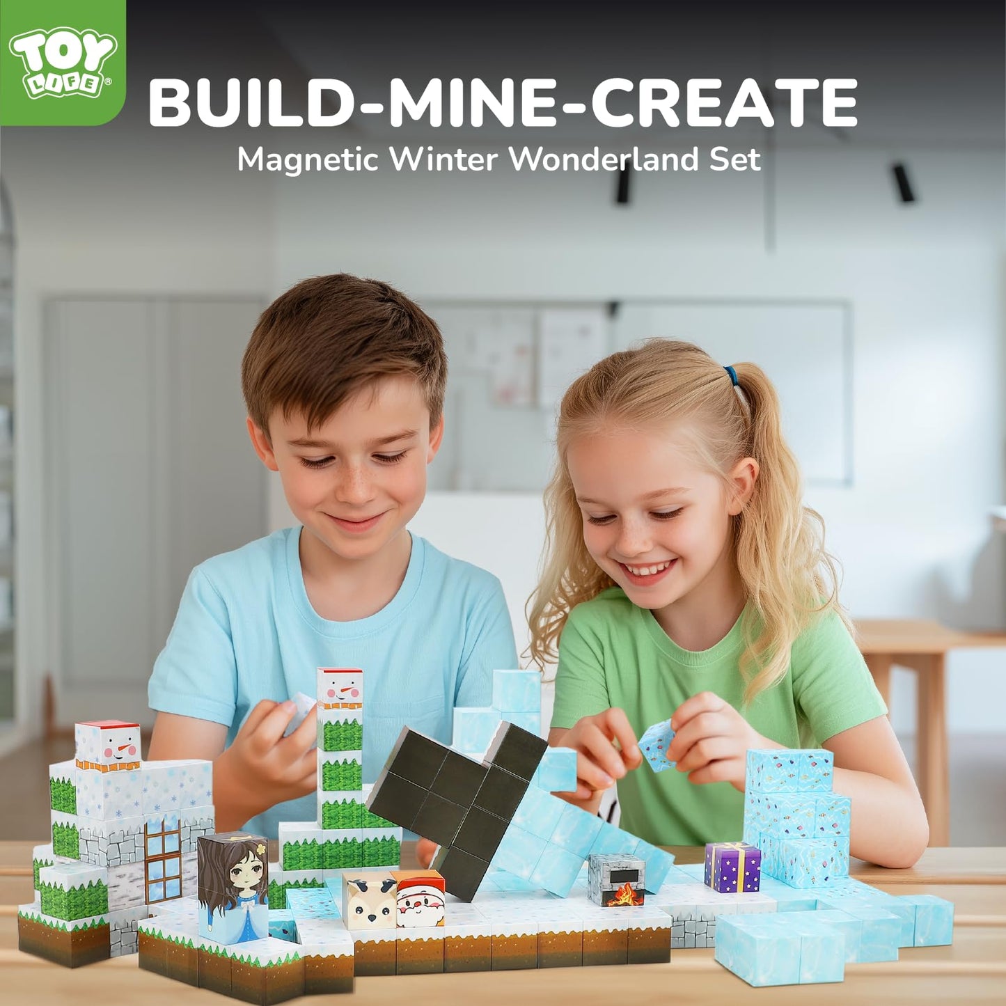 Toy Life Magnetic Blocks, 154 Pcs Mine Magnet Block Set Build Frozen Princess Castle World For Kids Age 3+ Year Old Boys Girls,