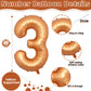 3Rd Birthday Number Balloons For Girls, 40 Inch Foil Self Inflating 3 Balloons Decor, Helium Large Mylar Orange Number 3 Balloon