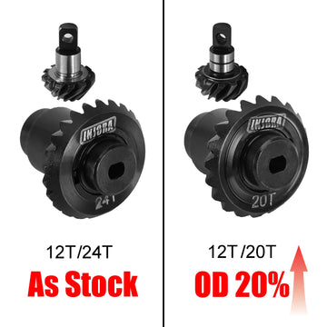 INJORA 12/24T Steel Alloy Stock Axle Gear Set for 1/24 RC Crawler FMS FCX24 FCX18 Upgrade, 2 Sets