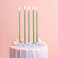 PHD CAKE 24-Count Green Long Thin Metallic Birthday Candles, Cake Candles, Birthday Parties, Wedding Decorations, Party Candles