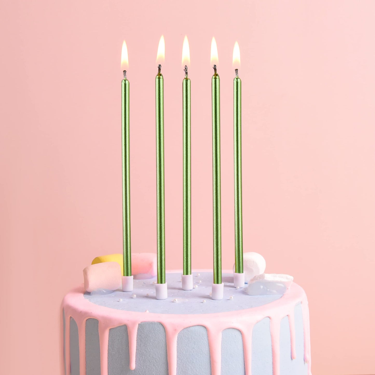 PHD CAKE 24-Count Green Long Thin Metallic Birthday Candles, Cake Candles, Birthday Parties, Wedding Decorations, Party Candles