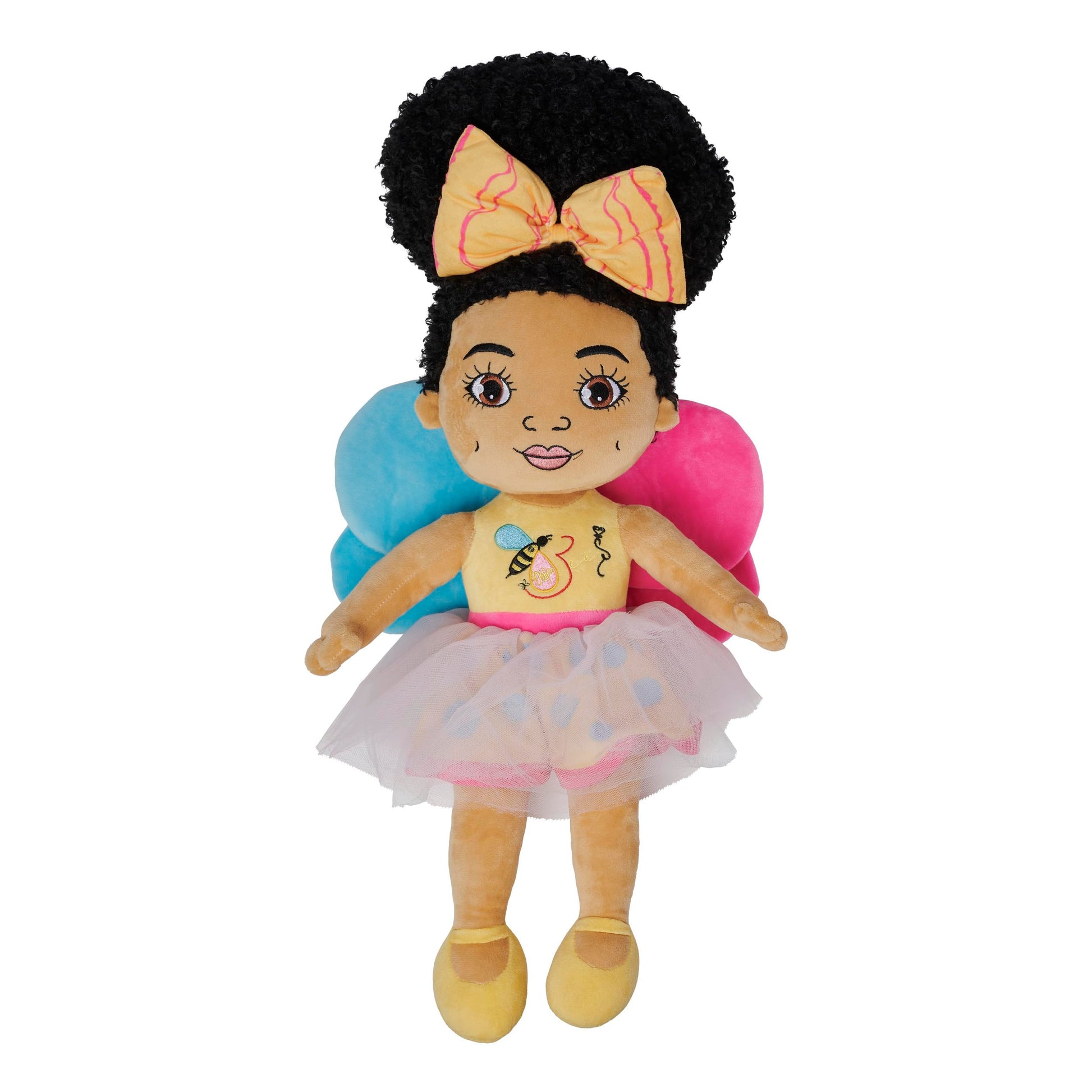 Orijin Bees Cuddle Bees Plush Dolls - Luna, 24 Inches, Soft, Durable, Ages 2+, Black Doll, Biracial Doll, First Doll, Cartoon Do