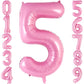 Pink Number 5 Balloon 40 Inch, Big Large Foil Helium Number Balloons, Jumbo Giant Mylar Number 5 Balloons For 5 Year Old Birthda