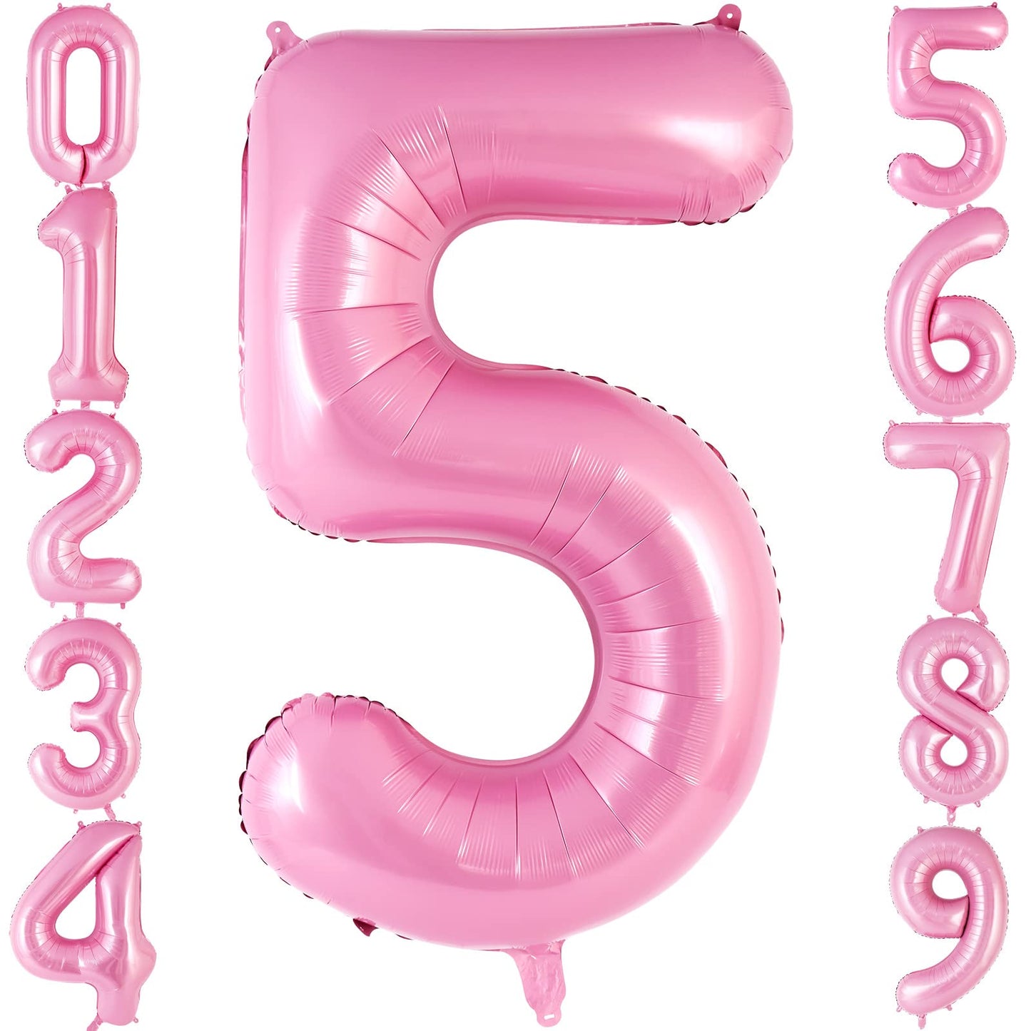 Pink Number 5 Balloon 40 Inch, Big Large Foil Helium Number Balloons, Jumbo Giant Mylar Number 5 Balloons For 5 Year Old Birthda