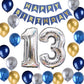 13Th Birthday Party Decoration For Boys, Birthday Banner Blue Number 13 Birthday Balloons Metallic Silver Blue Gold Latex Balloo
